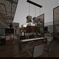 Modern Hotel Public Lounge Interior With Wooden Floors Hanging Lamps Sofas And Green Plants