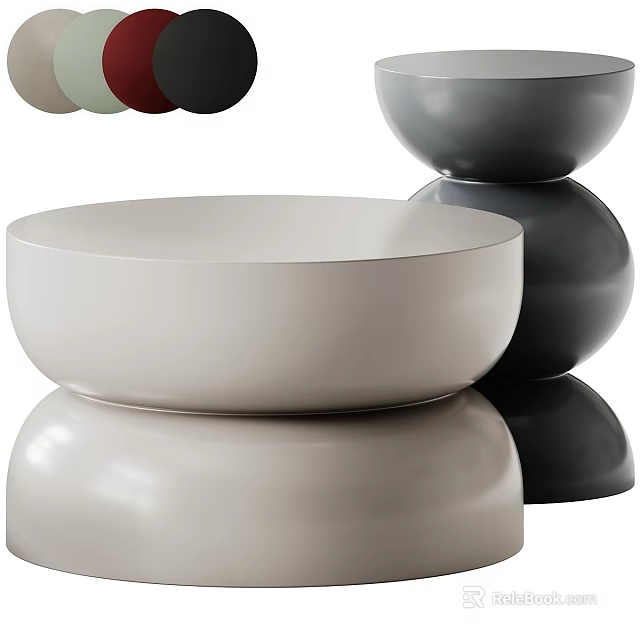 Modern Round Stacked Side Tables In Multiple Colors For Home Decor 3d model 