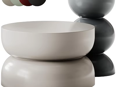 Modern Round Stacked Side Tables In Multiple Colors For Home Decor 3d model