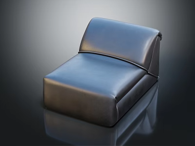 Black Leather Single Seater Sofa In Modern Design With Sleek Glossy Reflective Surface 3d model