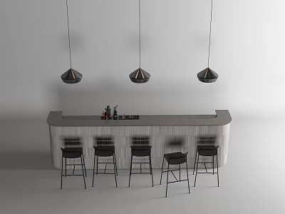 Modern Bar Chair Combination Cafe Bar Coffee Machine Water Bar Bar Chair Operating Table Art Chandelier 3d model