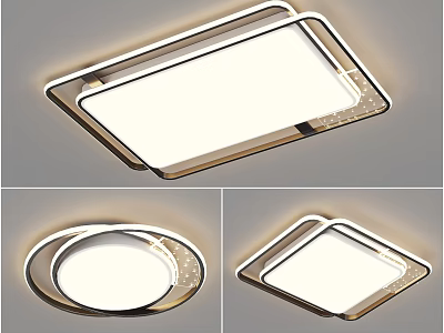 Modern LED Lighting Combination With Square And Round Ceiling Lights For Home Decor 3d model