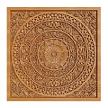 Intricate Decorative Panel with Circular Center and Layered Patterns in Light Wood and Beige