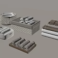 Towel Storage Box Woven Storage Basket Organize Storage Basket Desktop Rattan Basket Storage Basket 3d model