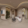 High End Modern Beauty Salon Reception Lounge With Warm Elegant Stylish Comfortable Interior Design