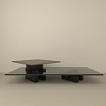 Modern Minimalist Coffee Table With Double Layer Design And Contrast Colors 3d model