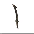 Ancient Decorative Knife With Unique Blade Shape And Ornate Hilt Design