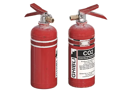 Two Red CO2 Fire Extinguishers As Essential Fire Safety Equipment 3d model