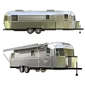 Vintage Silver Travel Trailer With Windows Wheels Open Awning And Exterior Design