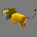 Playful Cartoon Reptile With Yellow Body Black Nose White Face And Striped Tail