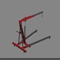 Red Mobile Hoist Equipment With Frame Wheels Chain And Hook 3d model