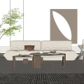 Modern Sofa Coffee Table Combination Large Flat Floor Furniture Sofa Combination 3d model