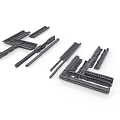 Black Plastic Model Scene Components Including Track Pieces And Connectors