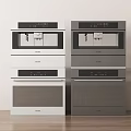 Modern Stacked White and Gray Kitchen Appliances with Oven and Microwave