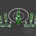 Tsingtao Beer Exhibition Display Stand With Central Bottle And Surrounding Pillars