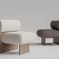 Modern Leisure Chair with White and Dark Gray Upholstered Cushion and Wooden Frame
