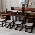 Tea table and chair combination 3d model