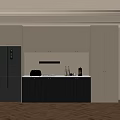 Modern Kitchen Interior With Dark And Light Cabinets Refrigerator And Countertop 3d model