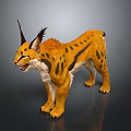 Caracal With Orange Fur Black Spots And Tufted Ears Standing On Dark Background