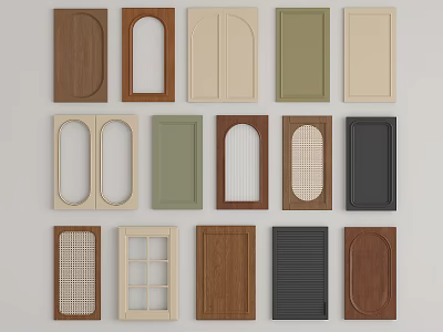 Various Design Wardrobe Doors With Wooden Green Beige And Panel Styles 3d model