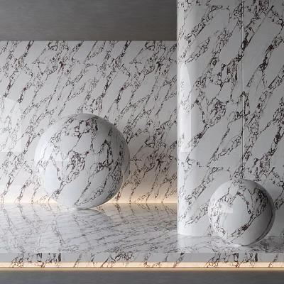 Marble Textured Wall Floor With Spheres 3d model