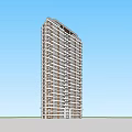 Modern High Rise Building Exterior With Multiple Floors Balconies Beige Brown Color And Sky Clouds