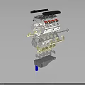 Automotive Engine Components Featuring Cylinder Head Pistons Valves And Intake Manifold