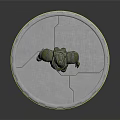 3D Green Armored Character Model With Helmet And Glowing Parts On Silver Base