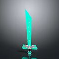Glowing Green Sword 3D Model With Ornate Details And Stand Base