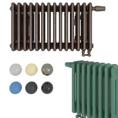 Cast Iron And Green Radiators With Color Options 3d model