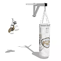 Playground Recreation Equipment With Hanging White Punching Bag And Logo Design Boxing Gloves