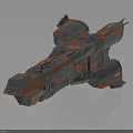 Gray and Orange Cosmic Spaceship with Modular Design and Mechanical Components for Interstellar Exploration 3d model