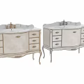 Classical Bathroom Vanity With Marble Countertop Golden Hardware And Carved Legs
