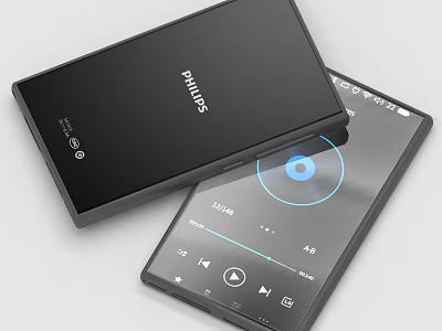 Smart Philips Black Device With Mobile Control And Audio Playback Interface 3d model