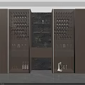 Modern Wine Cabinet Design With Wooden Panels Built in Lighting And Wine Racks
