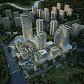 Modern Office Buildings Complex With Green Roofs Neatly Planned Surrounded By Trees And Roads