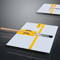 White Square Boards With Yellow Strips Wooden Strips And Metal Parts