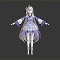 3D Fantasy Character With Long Silver Hair Purple Outfit And Mythical Creature Companion