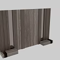 Wooden Strips With Stone Panel Vertical Decorative Structure And Base Blocks Design 3d model