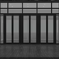 Modern Glass Bifold Doors With Black Metal Frame And Cityscape View