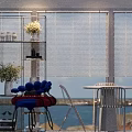 Stylish Petal Shaped Blue Velvet Single Sofa For Modern Seaside View Home Leisure Interior Design