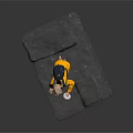 Portable White Hand Torch Used By Person In Yellow Jacket And Goggles Near Stones