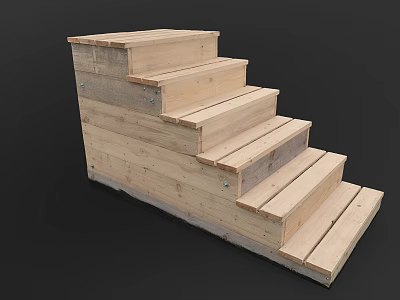 Wooden Stairs Featuring Natural Wood Material Simple Design and Rustic Style 3d model