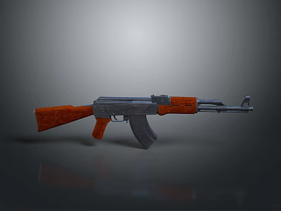 AK Assault Rifle With Wooden Stock And Metal Body Classic Tactical Weapon Design 3d model