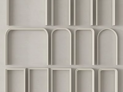 Modern White Decorative Wall Components With Rectangular And Arch Shapes 3d model