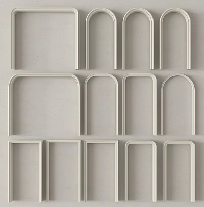 Modern White Decorative Wall Components With Rectangular And Arch Shapes 3d model