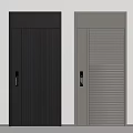 Modern Black and Gray Security Doors with Vertical Stripe Design and Door Handles Locks