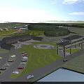 Birds Eye View Planning with Green Areas Water Features Road Networks and Buildings