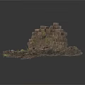 Modern Natural Scene With Stacked Stone Pile Green Plants And Grass