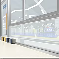 Indoor Training Space With Colorful Ceiling Arrow Signs And Blue Floor